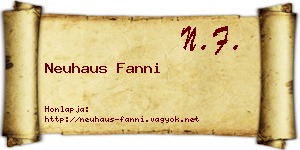 Neuhaus Fanni névjegykártya